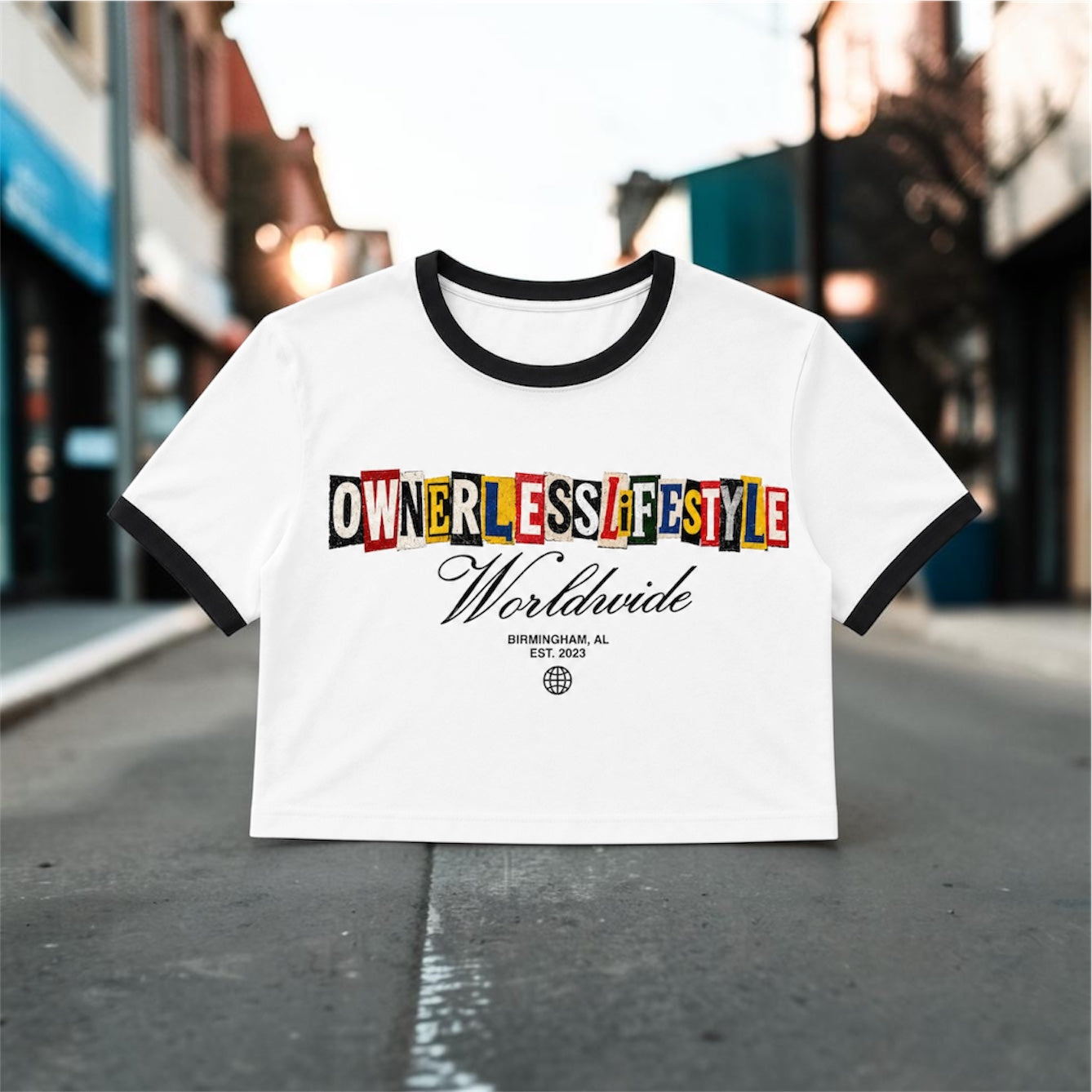 Worldwide Ringer crop top